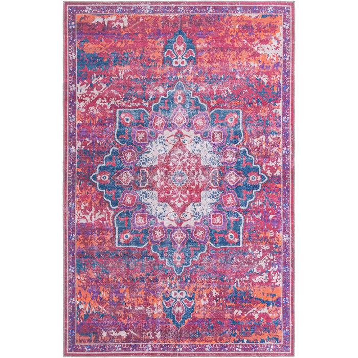 Bungalow Rose Nevia Performance Pink/Navy Rug & Reviews Wayfair